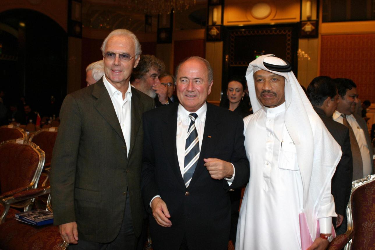 Franz Beckenbauer Mphamed Bin-Haman i Joseph Blatter